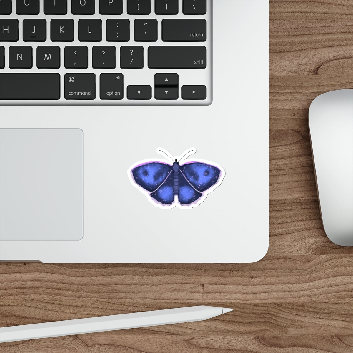 Watercolor Moth in Blue Die Cut Sticker