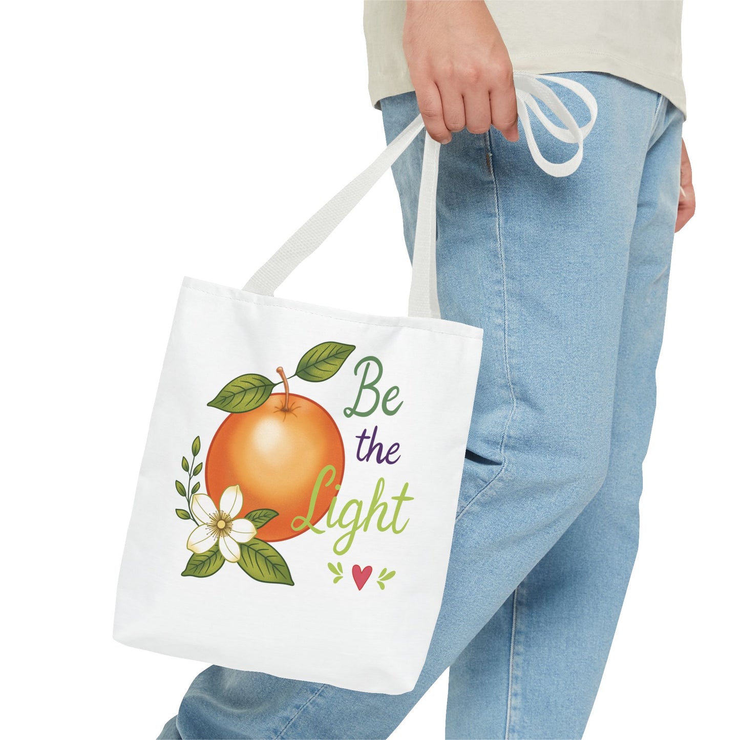Be the Light Orange Floral Tote Bag