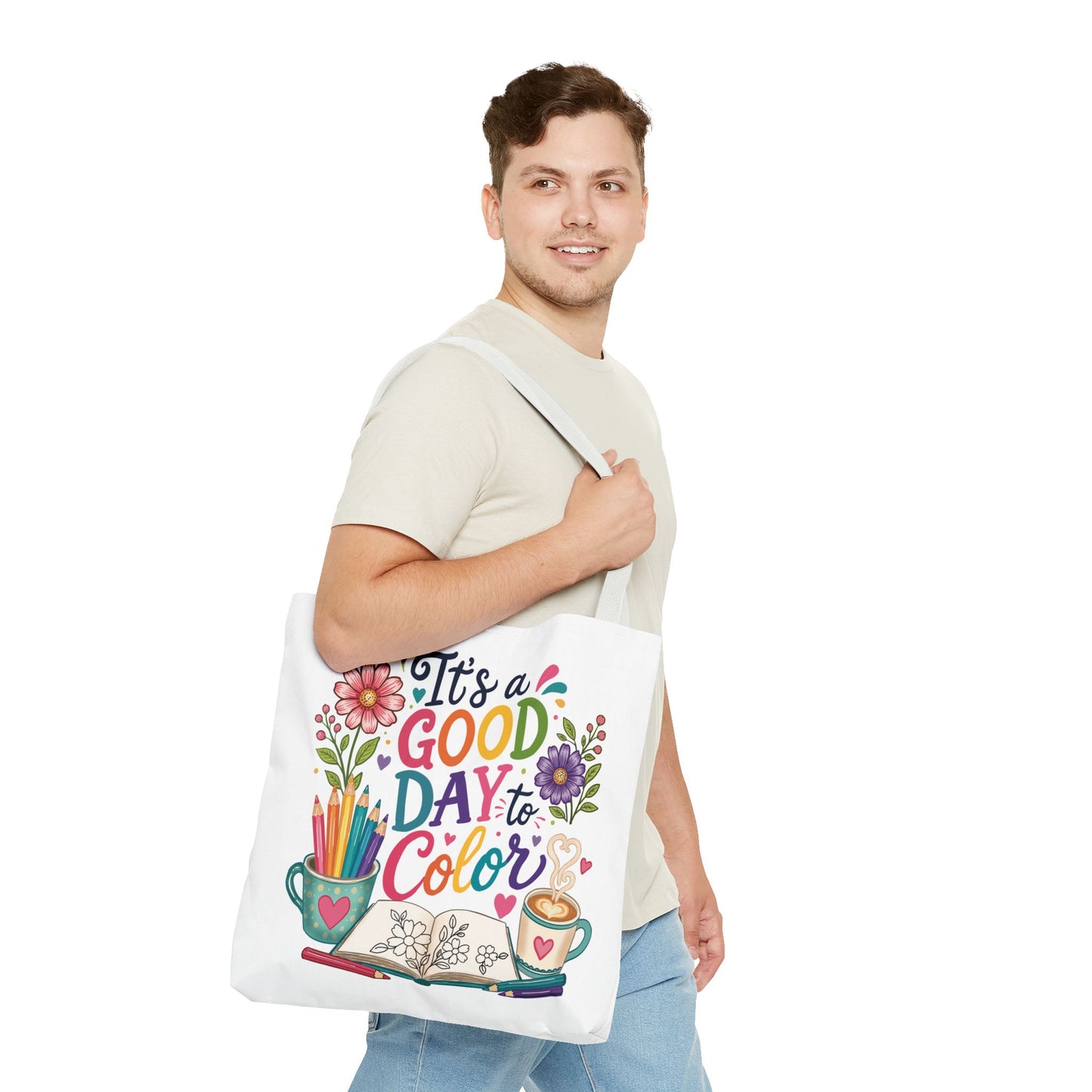 It's a Good Day to Color Tote Bag – Colorful Art Journal Carryall for Artists & Kids