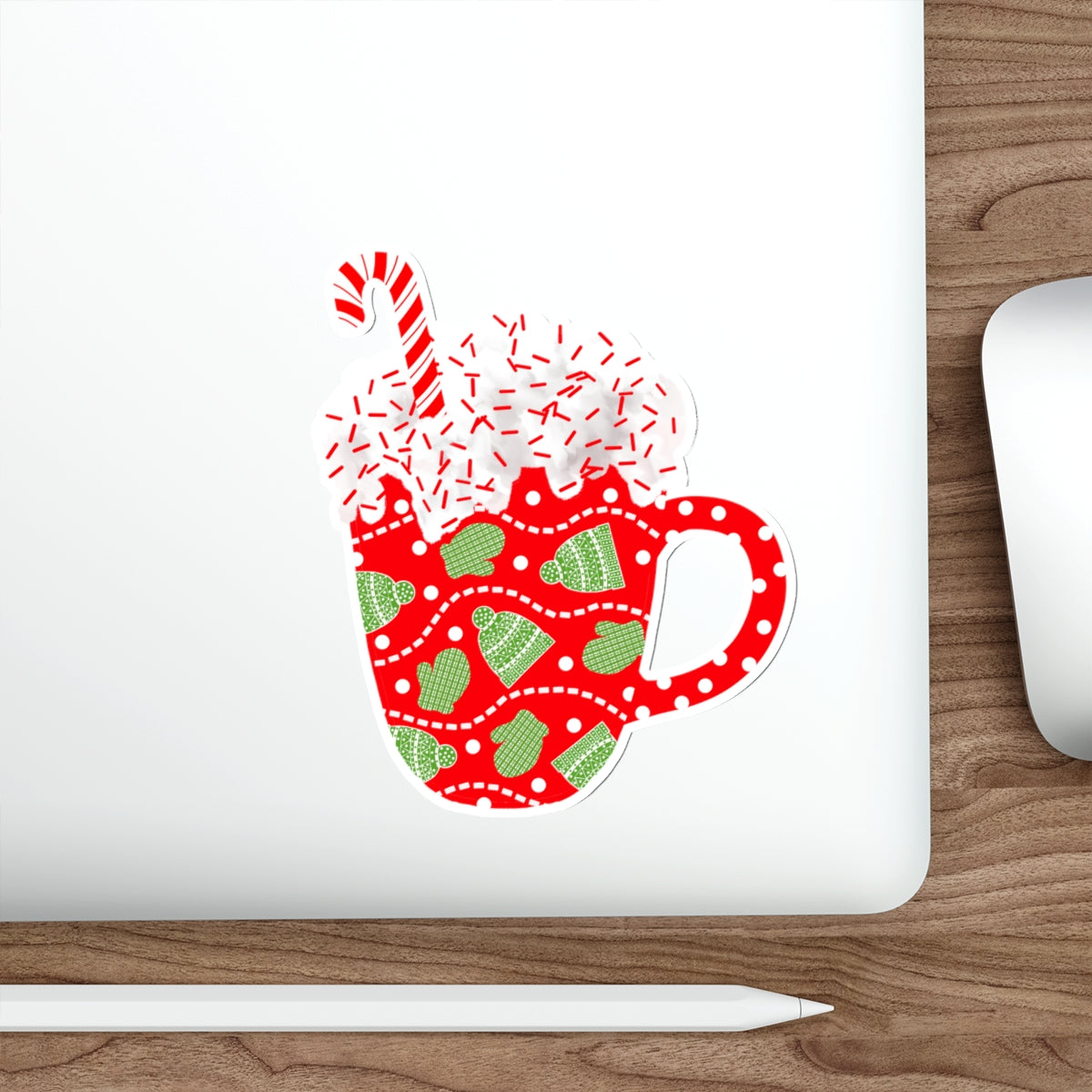 Winter Cocoa in a Mittens and Gloves Cozy Mug Die Cut Sticker