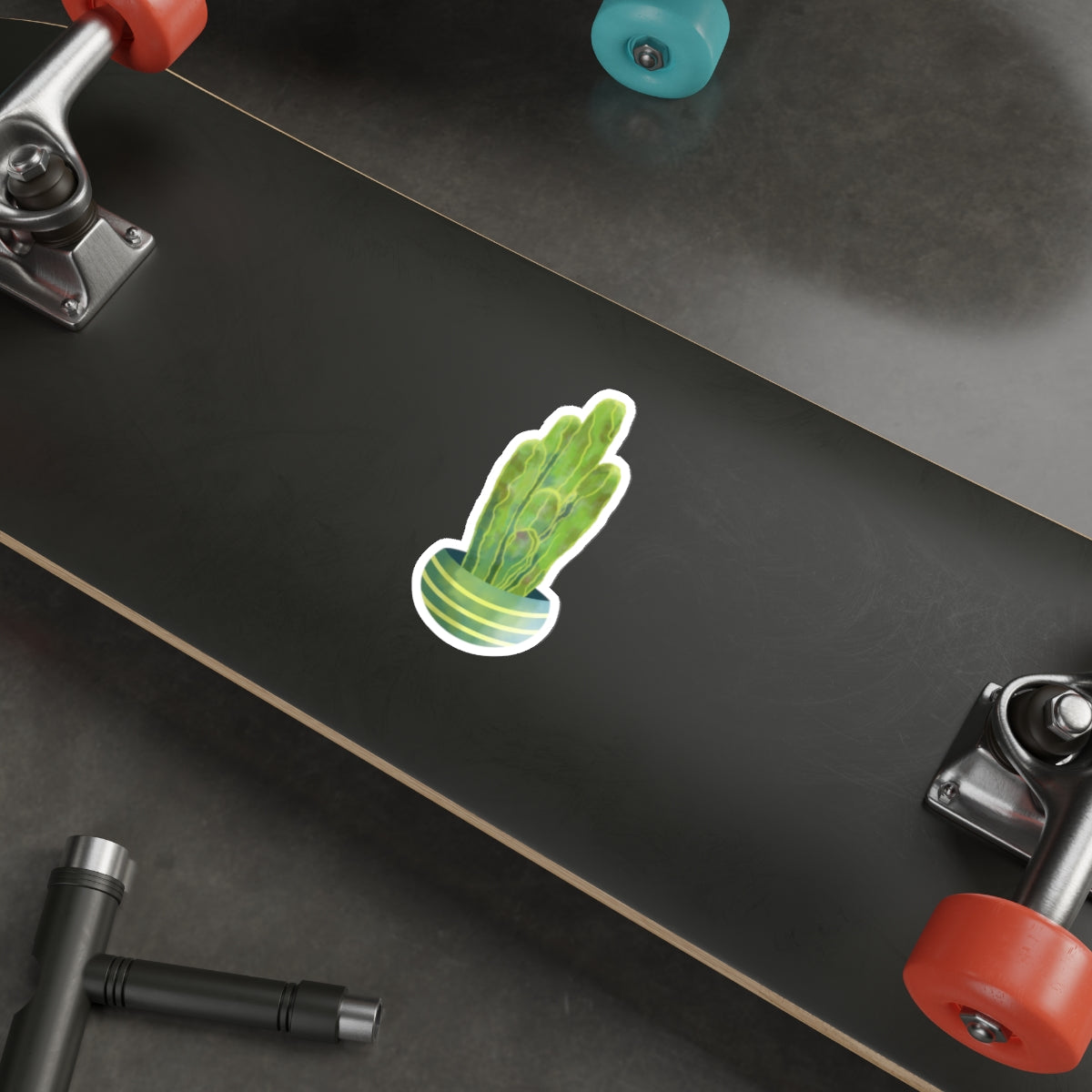 Frida Cactus Potted Elongated Cactus Die-Cut Stickers