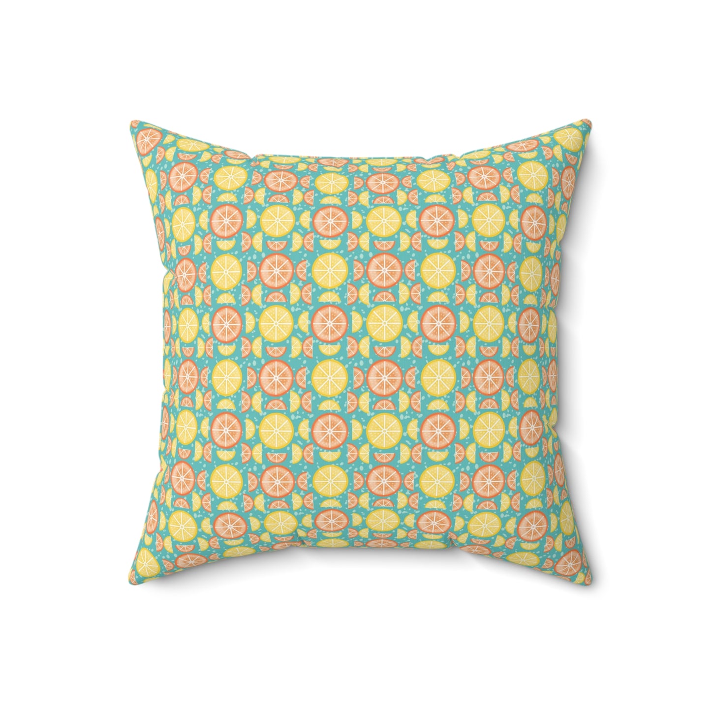 Citrus Slices Geometric Turquoise Pillow