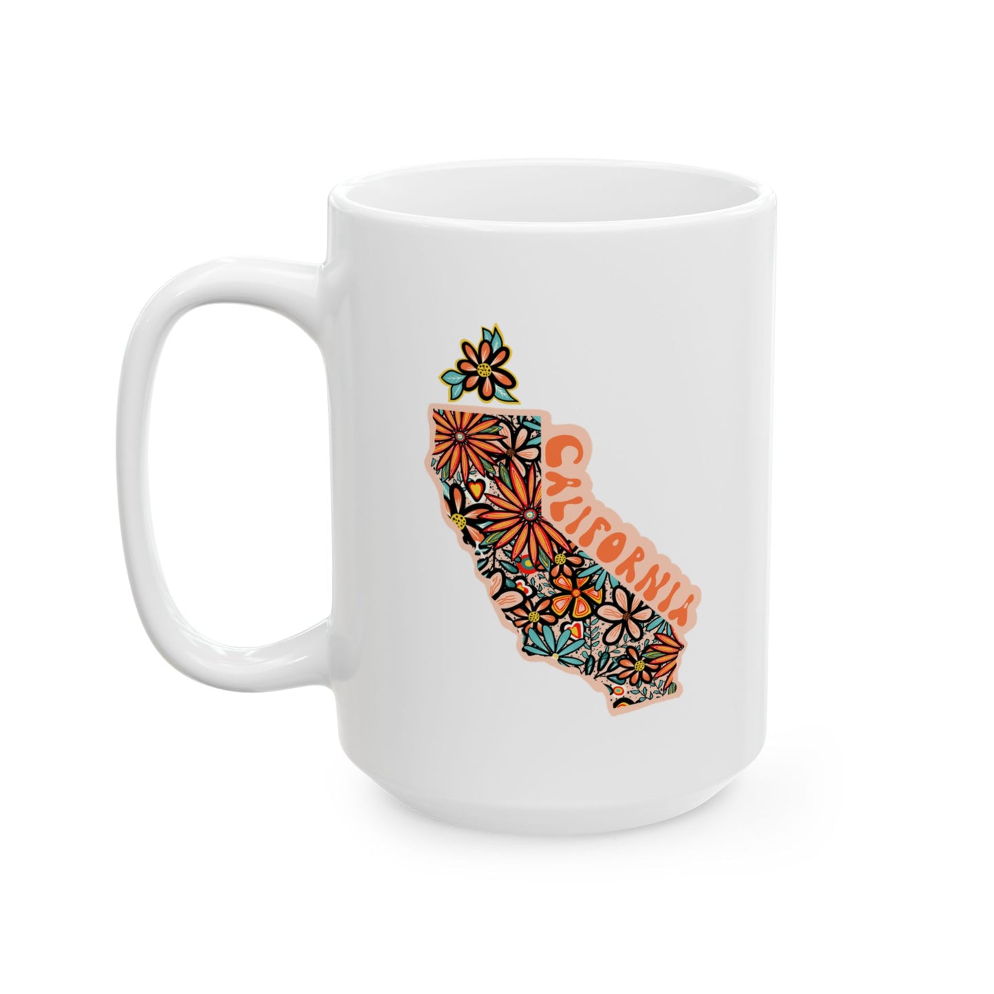 Retro 70s Flowers California Ceramic Mug 11 oz and 15 oz