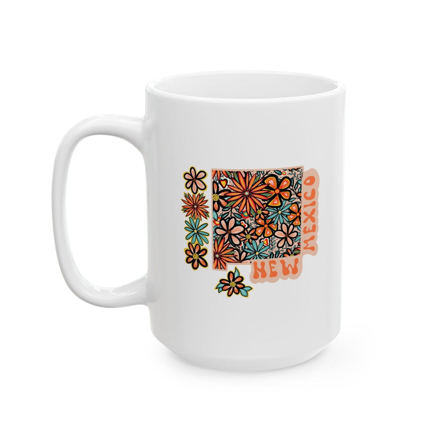 Retro 70s Flowers New Mexico Ceramic Mug 11 oz and 15 oz