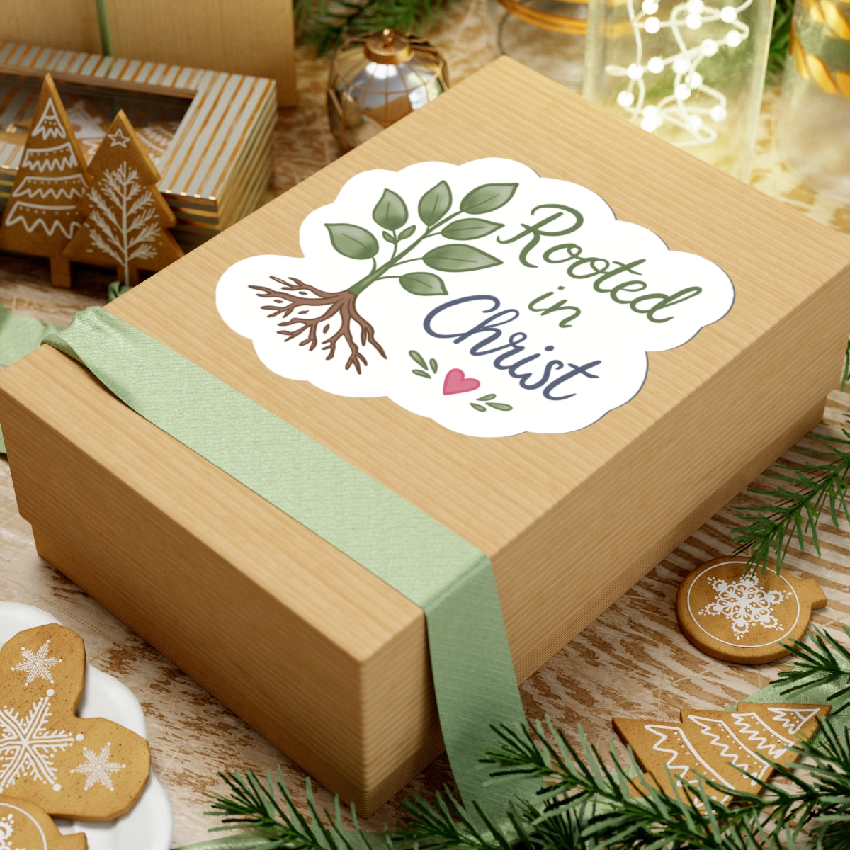 Rooted in Christ Sticker — Faith-Based Plant Sticker for Laptops, Bibles, Journals