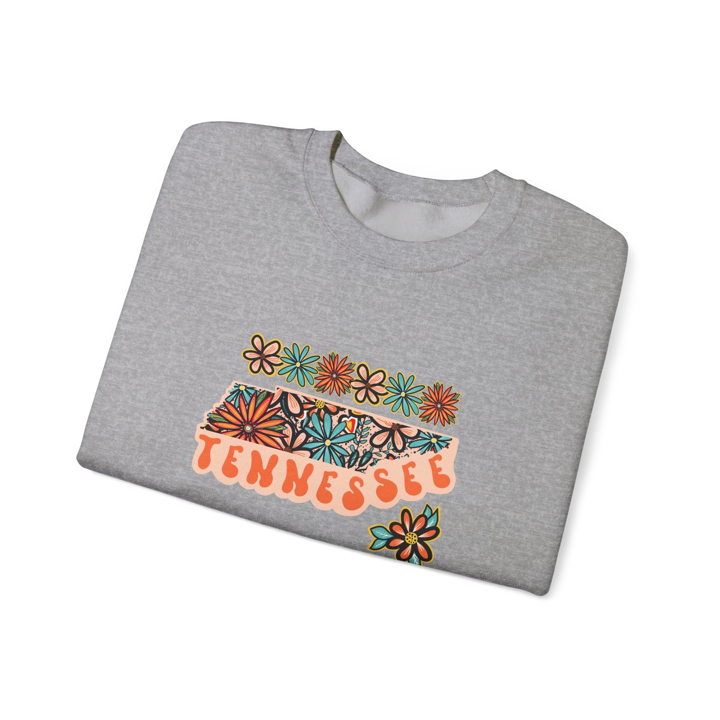 Retro 70s Flowers Tennessee State Design — Heavy Blend™ Crewneck Sweatshirt