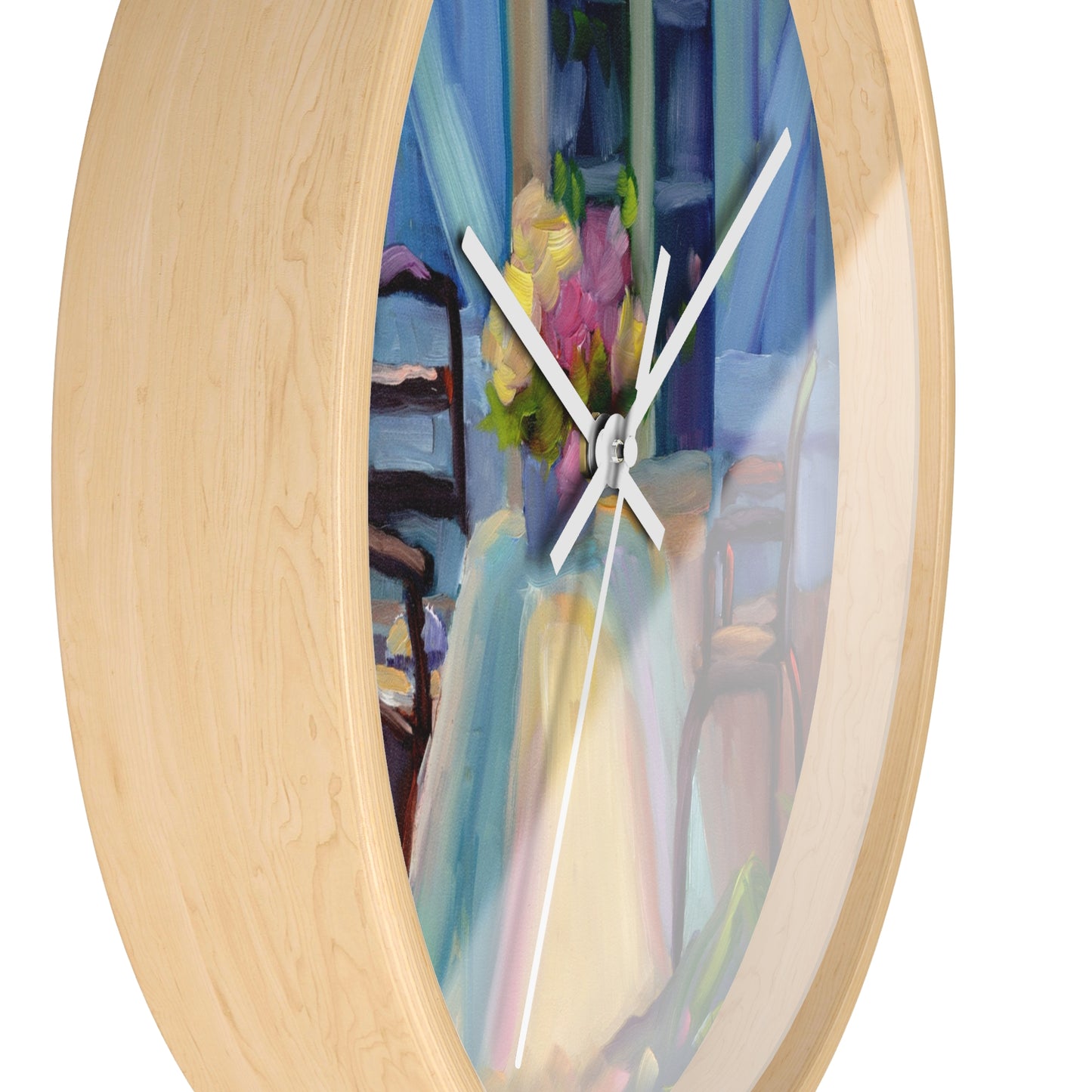 Impressionist Dining Wall Clock — Floral Table Scene Home Decor