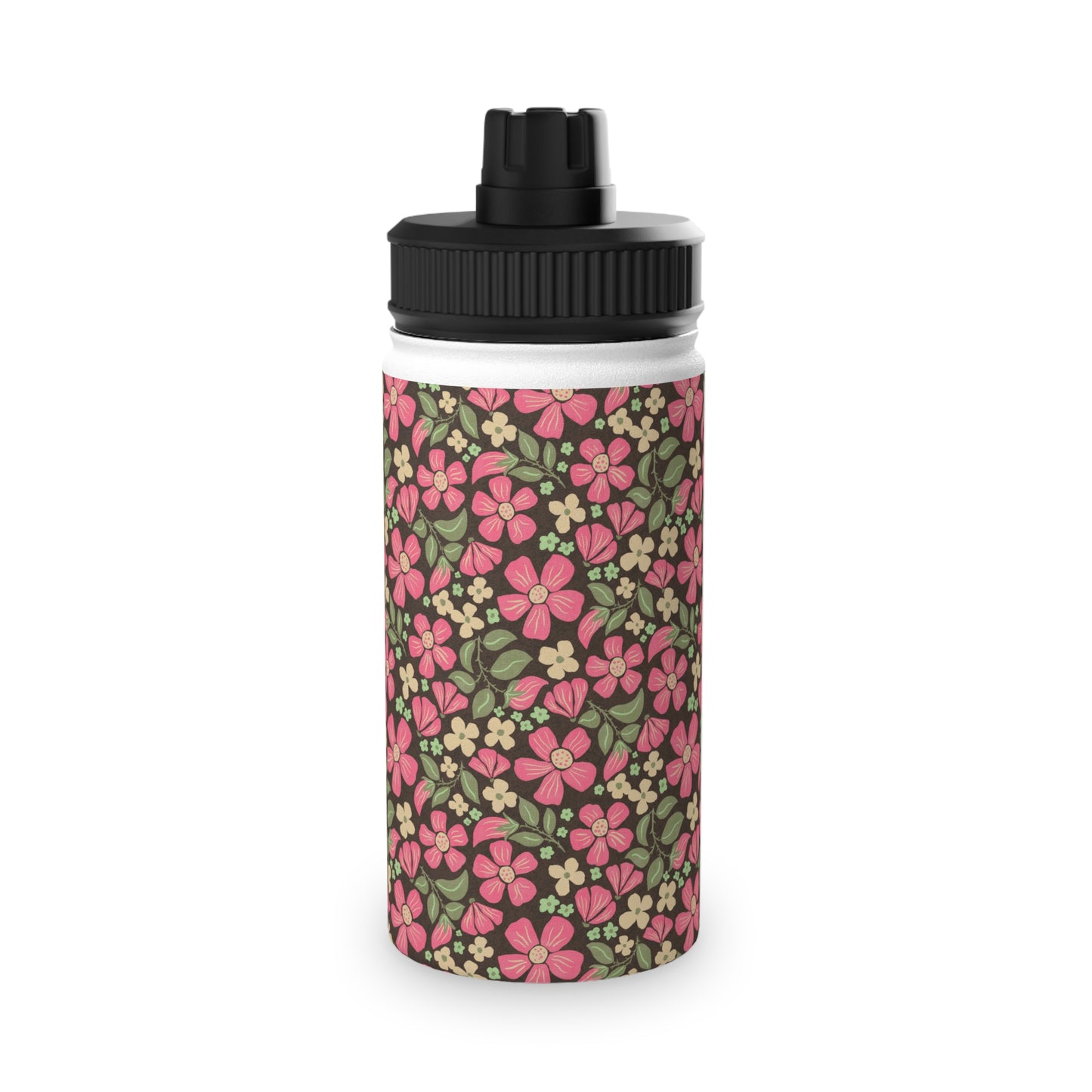 Wild Rose Meadow Water Bottle – Stainless Steel Sports Lid