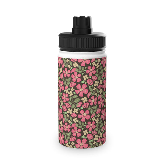 Wild Rose Meadow Water Bottle – Stainless Steel Sports Lid
