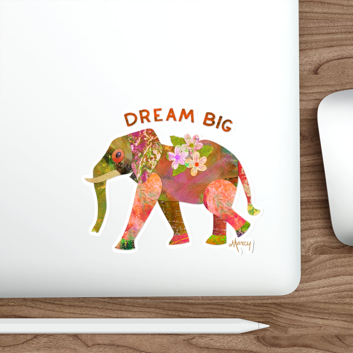 Dream Big Elephant Collage Die Cut Sticker