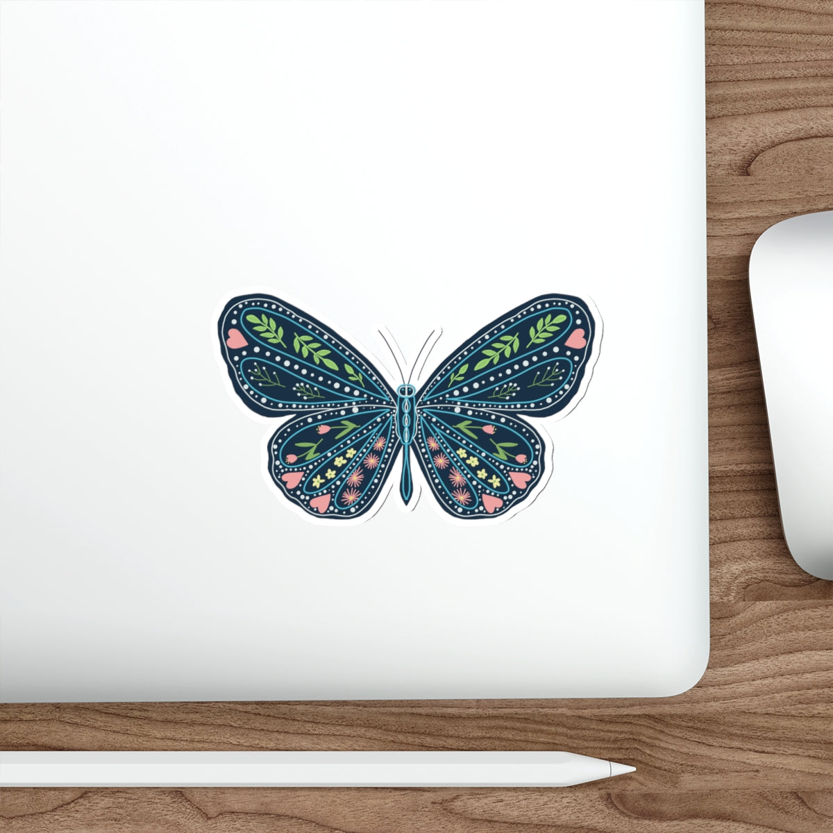 Folk Art Butterfly Die Cut Sticker