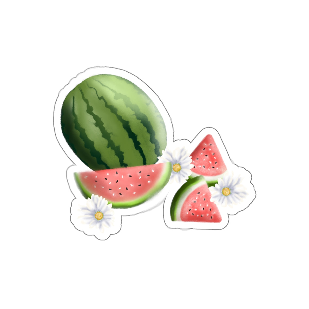 Watermelon and Daisies Die Cut Sticker