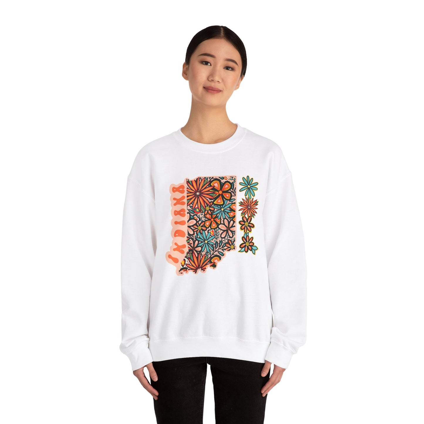 Retro 70s Indiana State Design — Heavy Blend™ Crewneck Sweatshirt