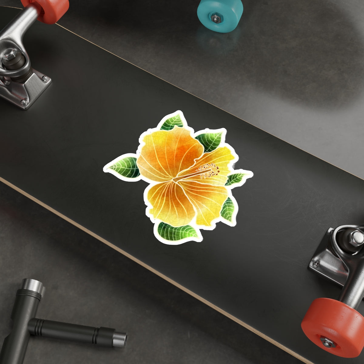 Yellow Hibiscus Die-Cut Stickers