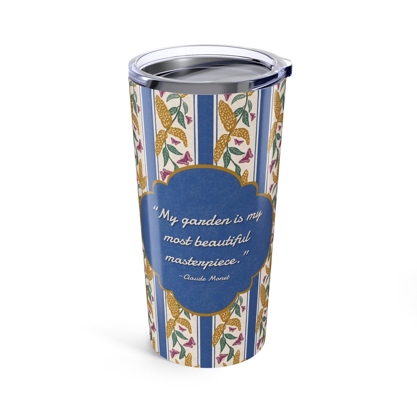 Goldenrod and Butterflies with Monet Quote Tumbler