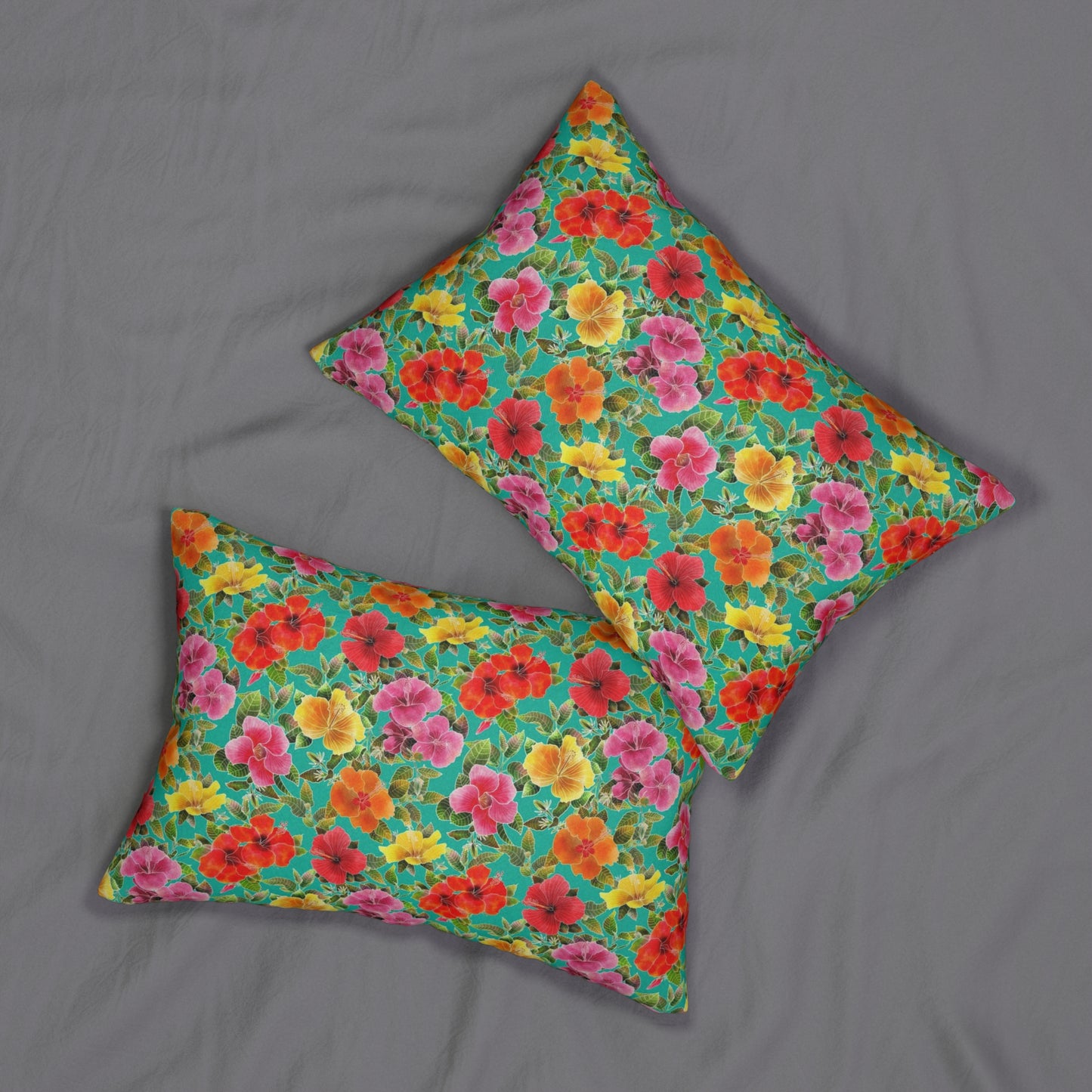 Hibiscus Garden Spun Polyester Lumbar Pillow