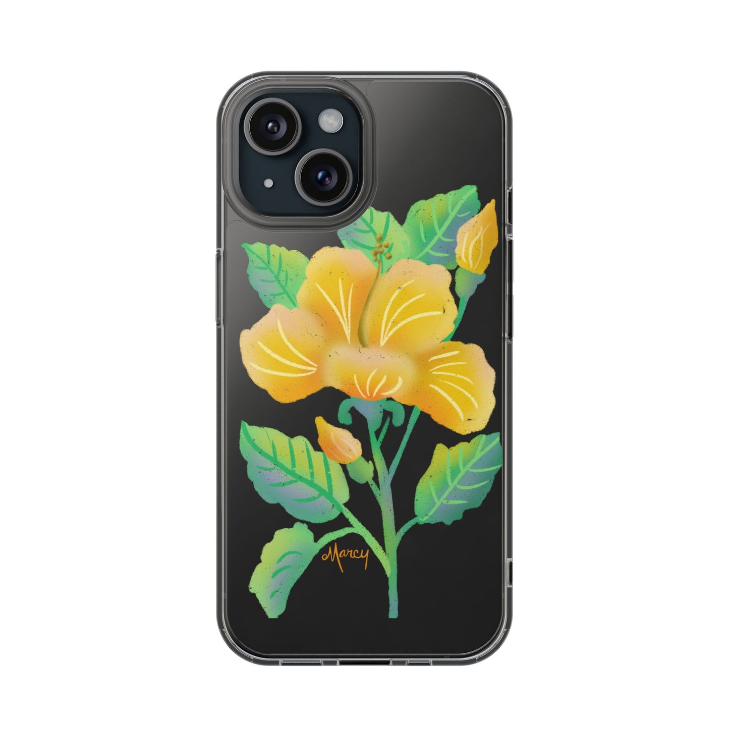 Yellow Hibiscus Blossom Clear Cases