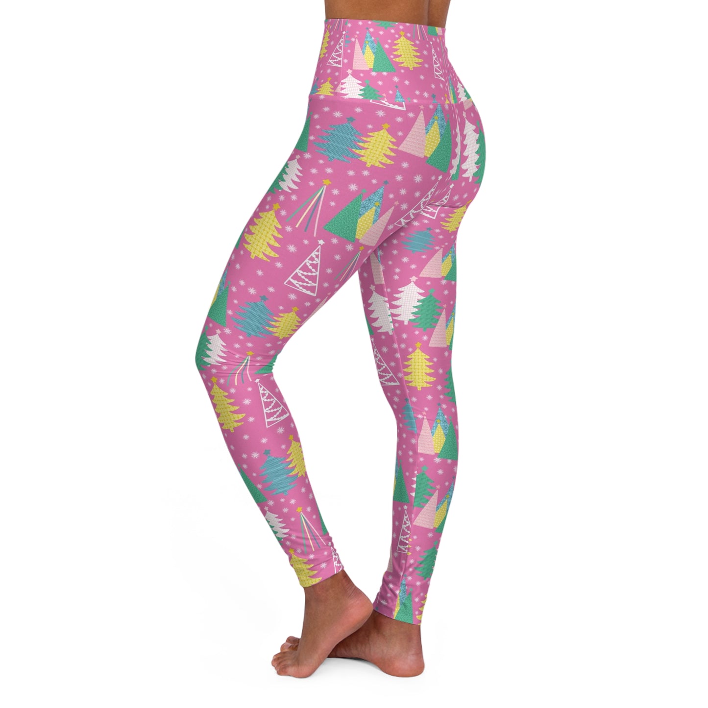 Pastel Christmas Trees High Waisted Yoga Leggings