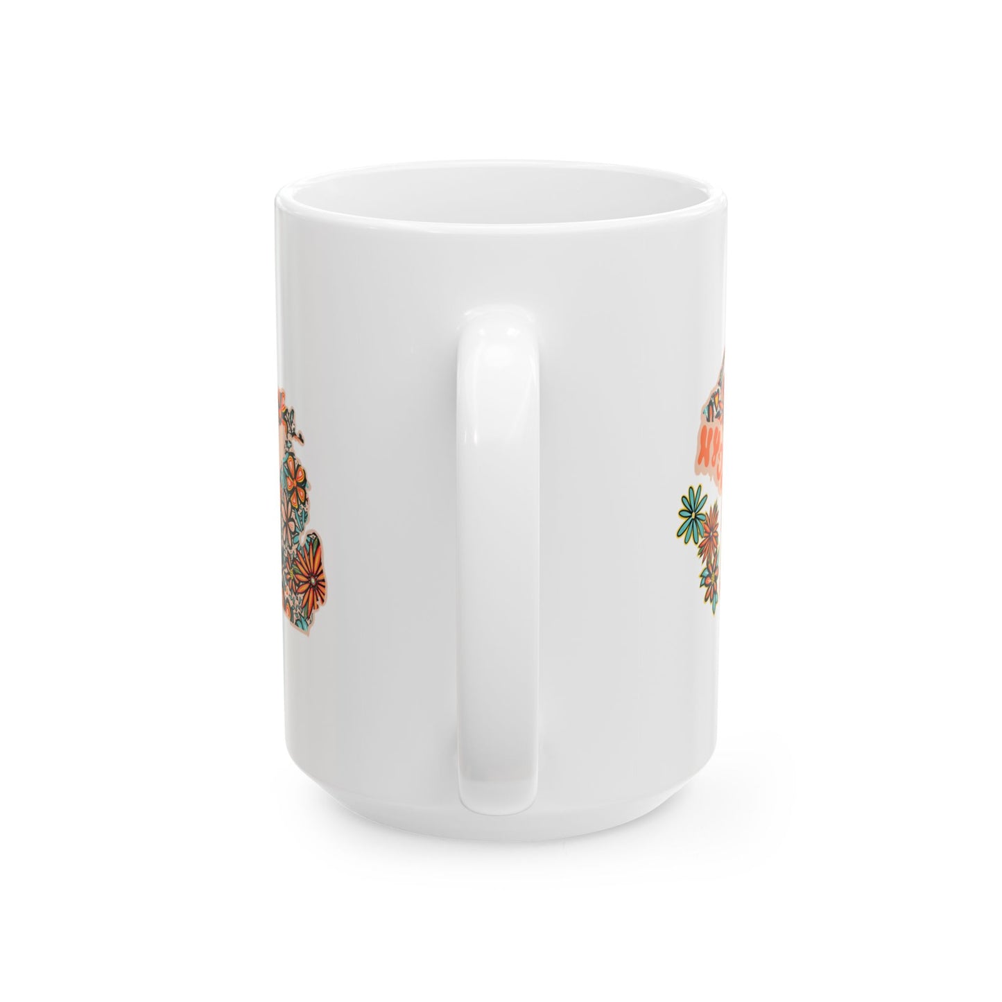 Retro 70s Flowers Michigan Ceramic Mug 11 oz and 15 oz