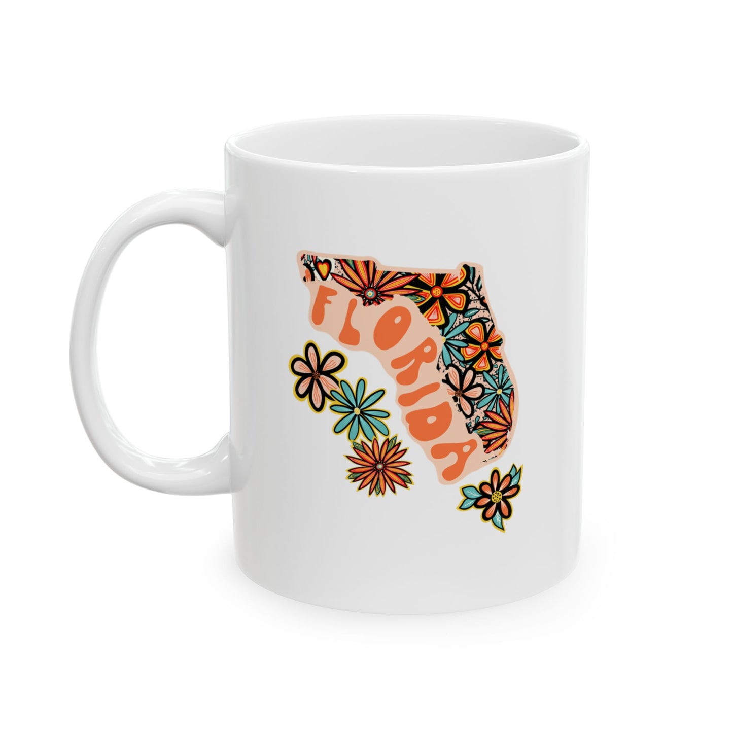 Retro 70s Flowers Florida Ceramic Mug 11 oz and 15 oz