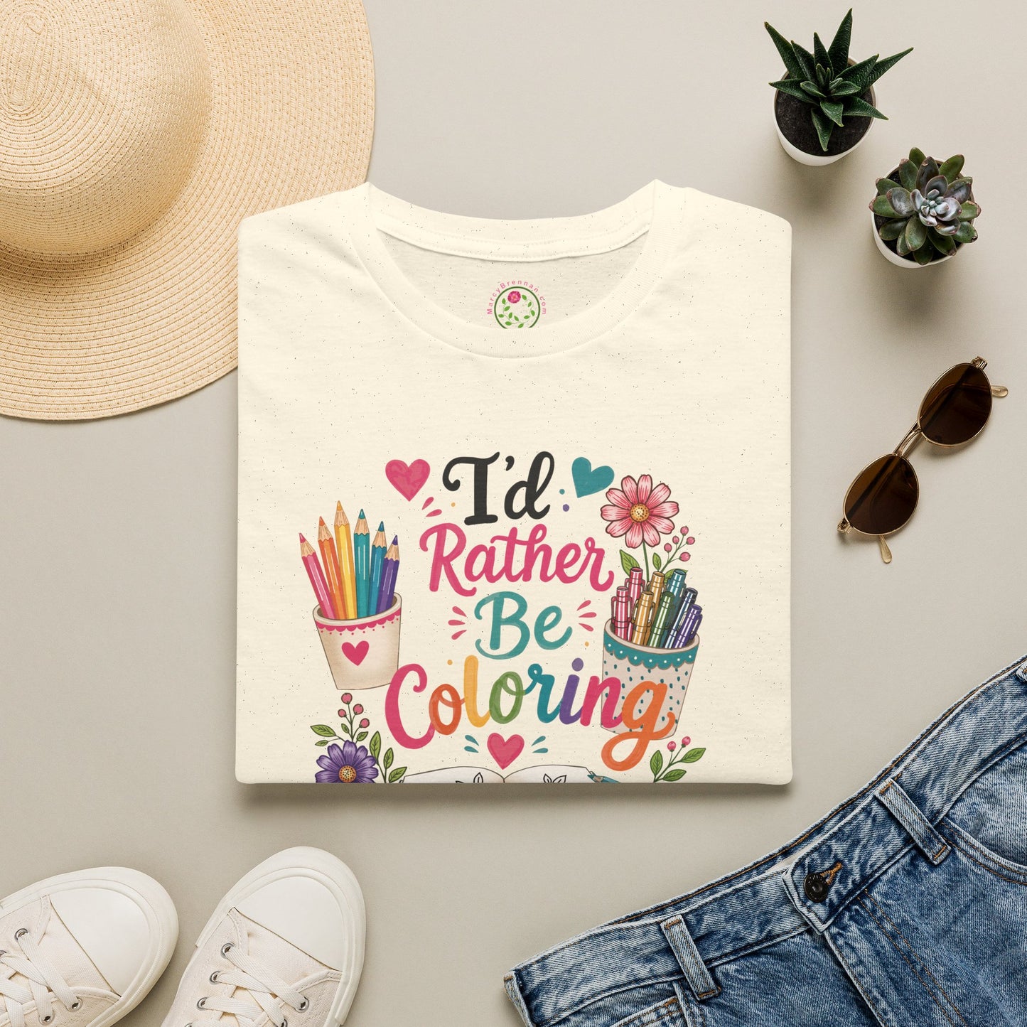 Coloring T-Shirt — "I'd Rather Be Coloring" Cute Art Lover Tee