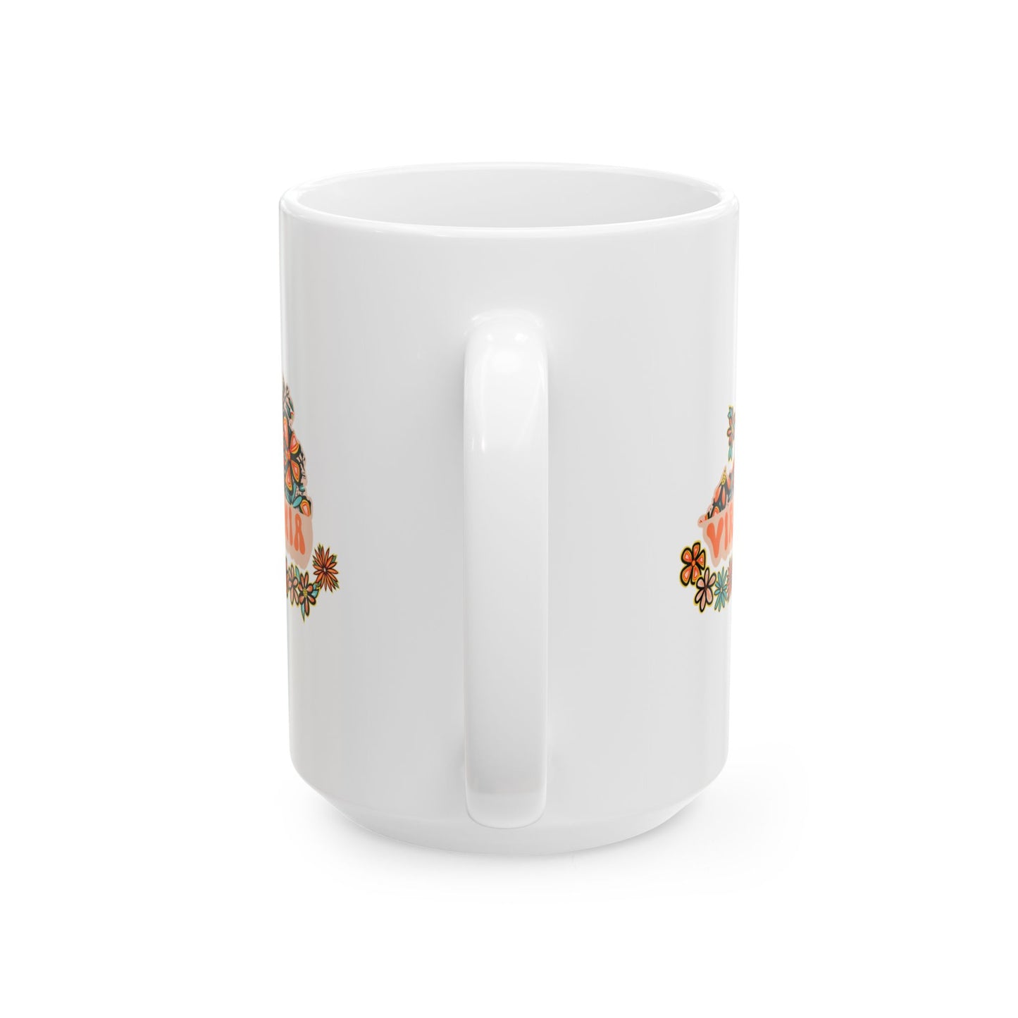 Retro 70s Flowers Virginia Ceramic Mug 11 oz and 15 oz