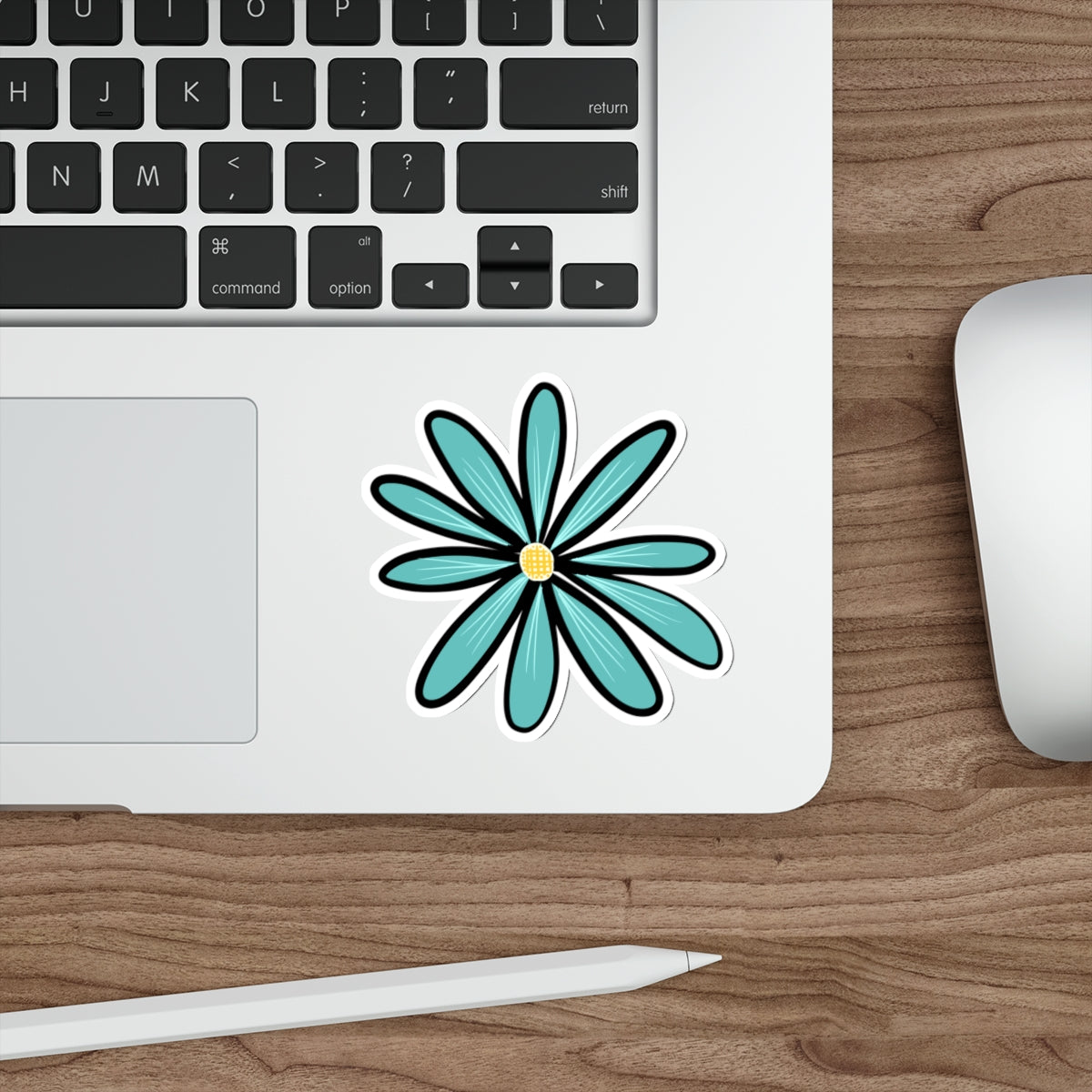 70s Groove Turquoise Daisy Die Cut Sticker