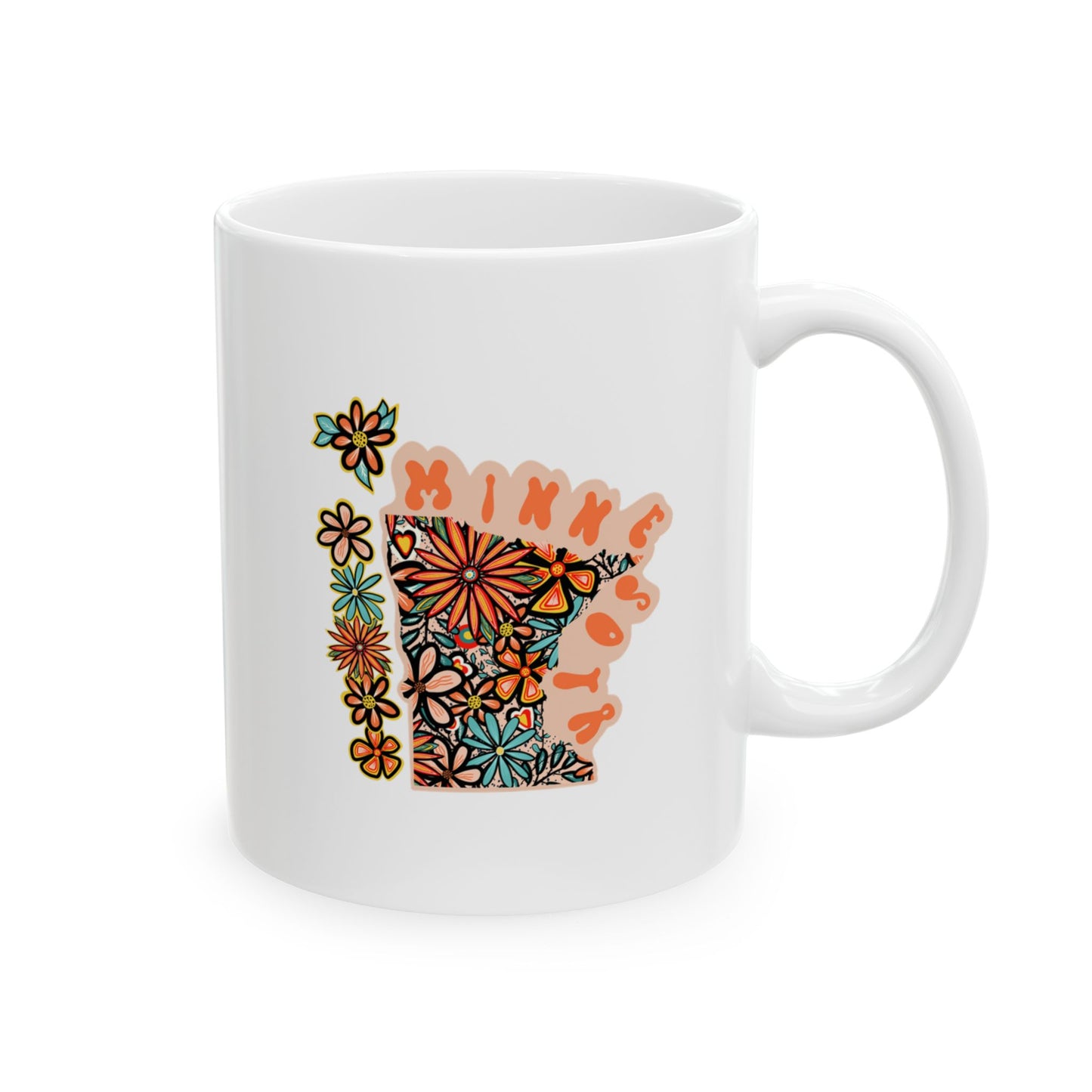 Retro 70s Flowers Minnesota Ceramic Mug 11 oz and 15 oz