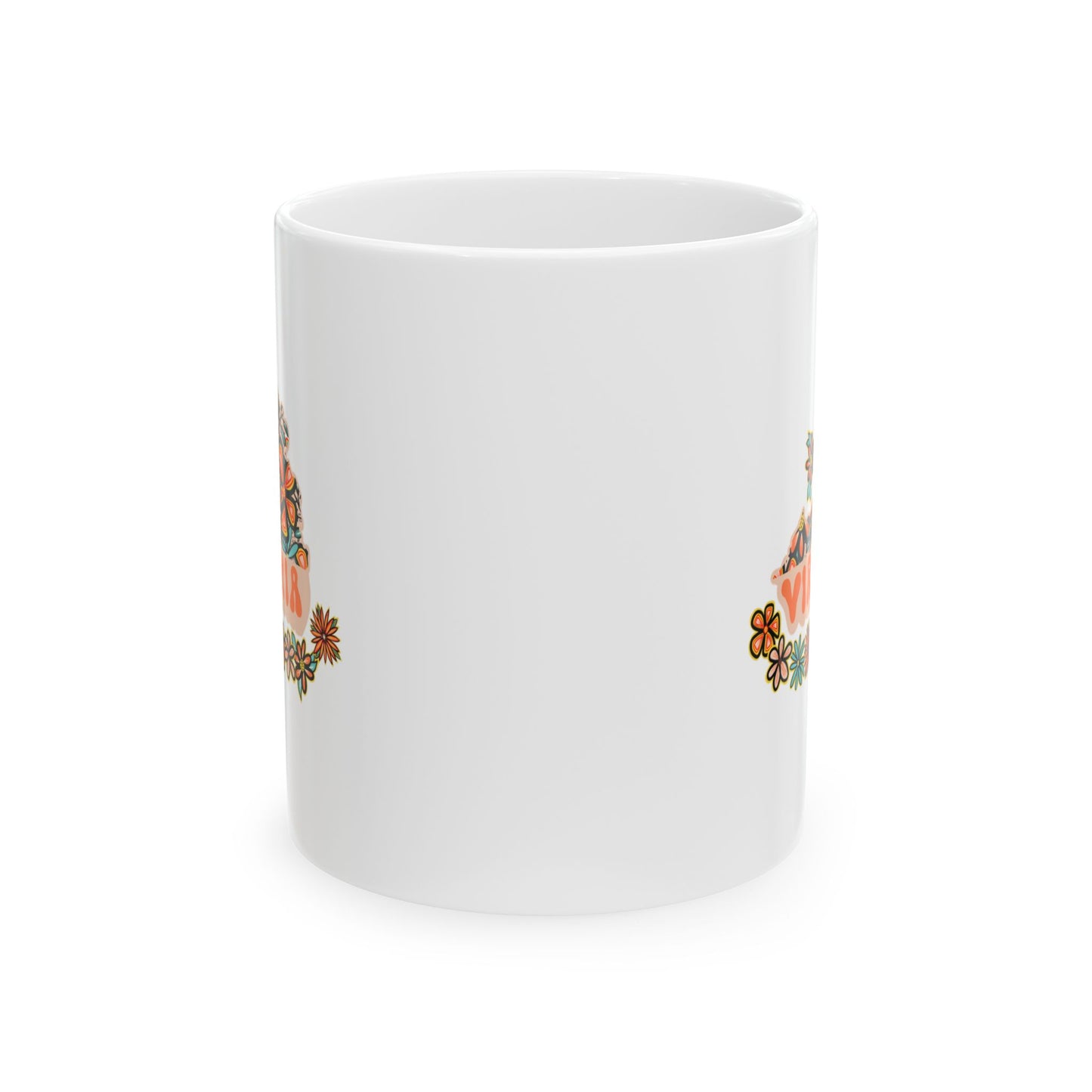 Retro 70s Flowers Virginia Ceramic Mug 11 oz and 15 oz