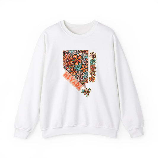 Copy of Retro 70s Flowers Nevada State Design — Heavy Blend™ Crewneck Sweatshirt