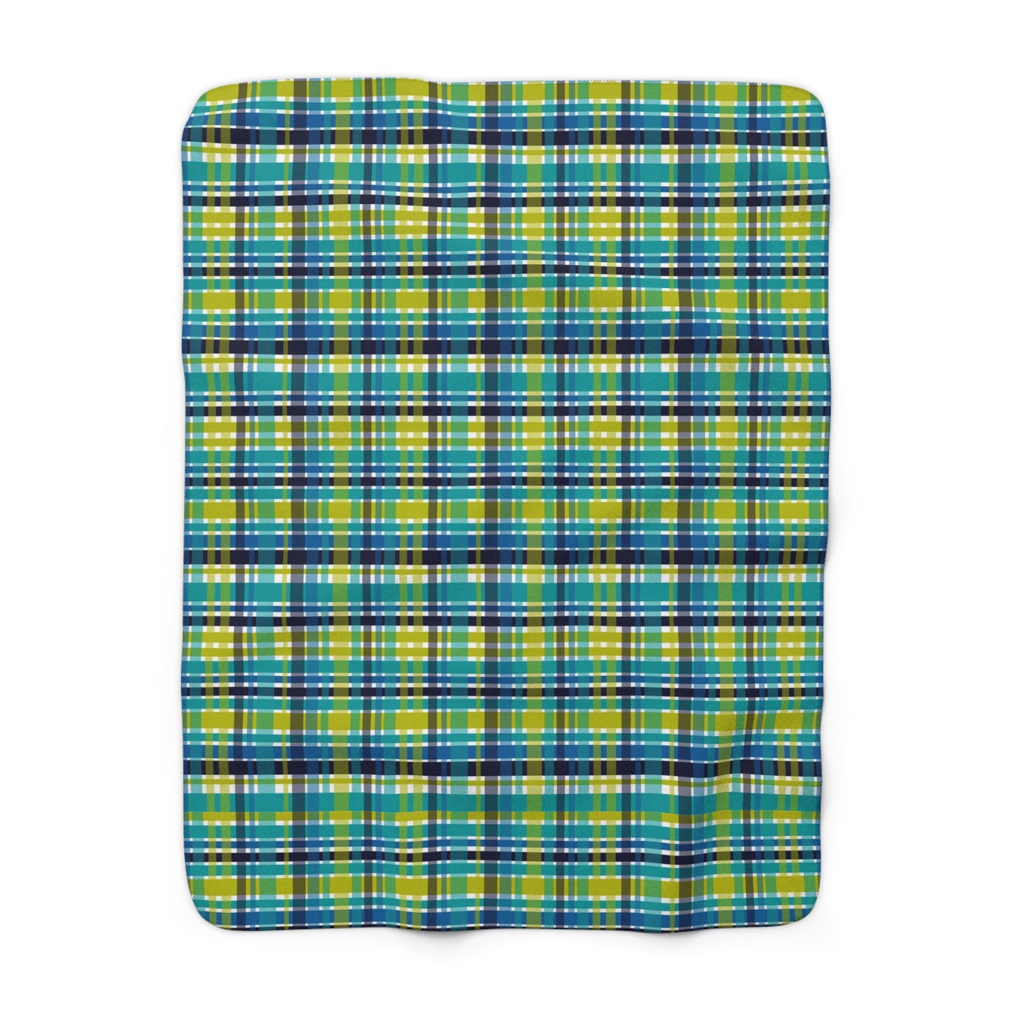 Boho Psychadelic Plaid Sherpa Fleece Blanket
