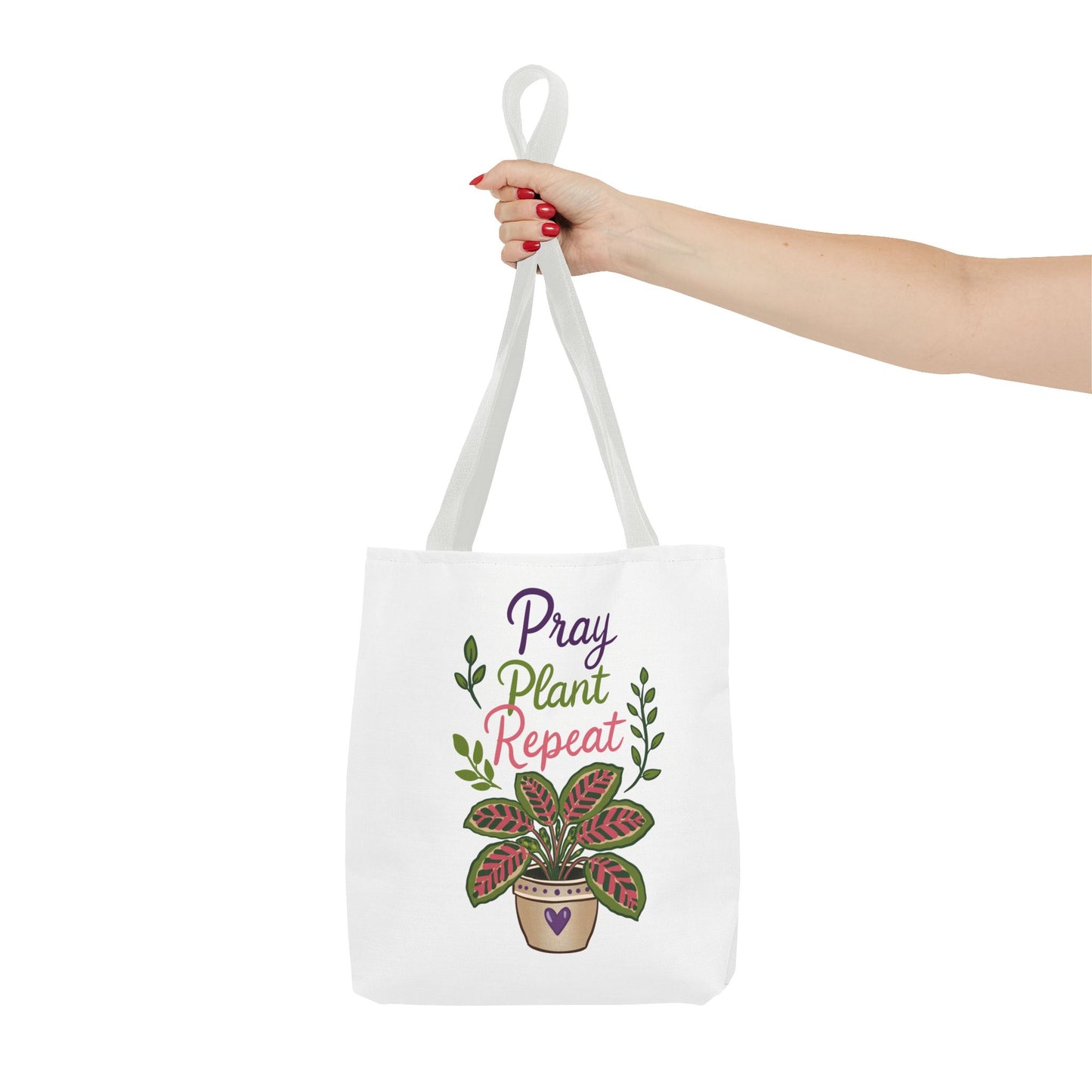 Pray Plant Repeat Tote Bag – Botanical Faith Canvas Shopper