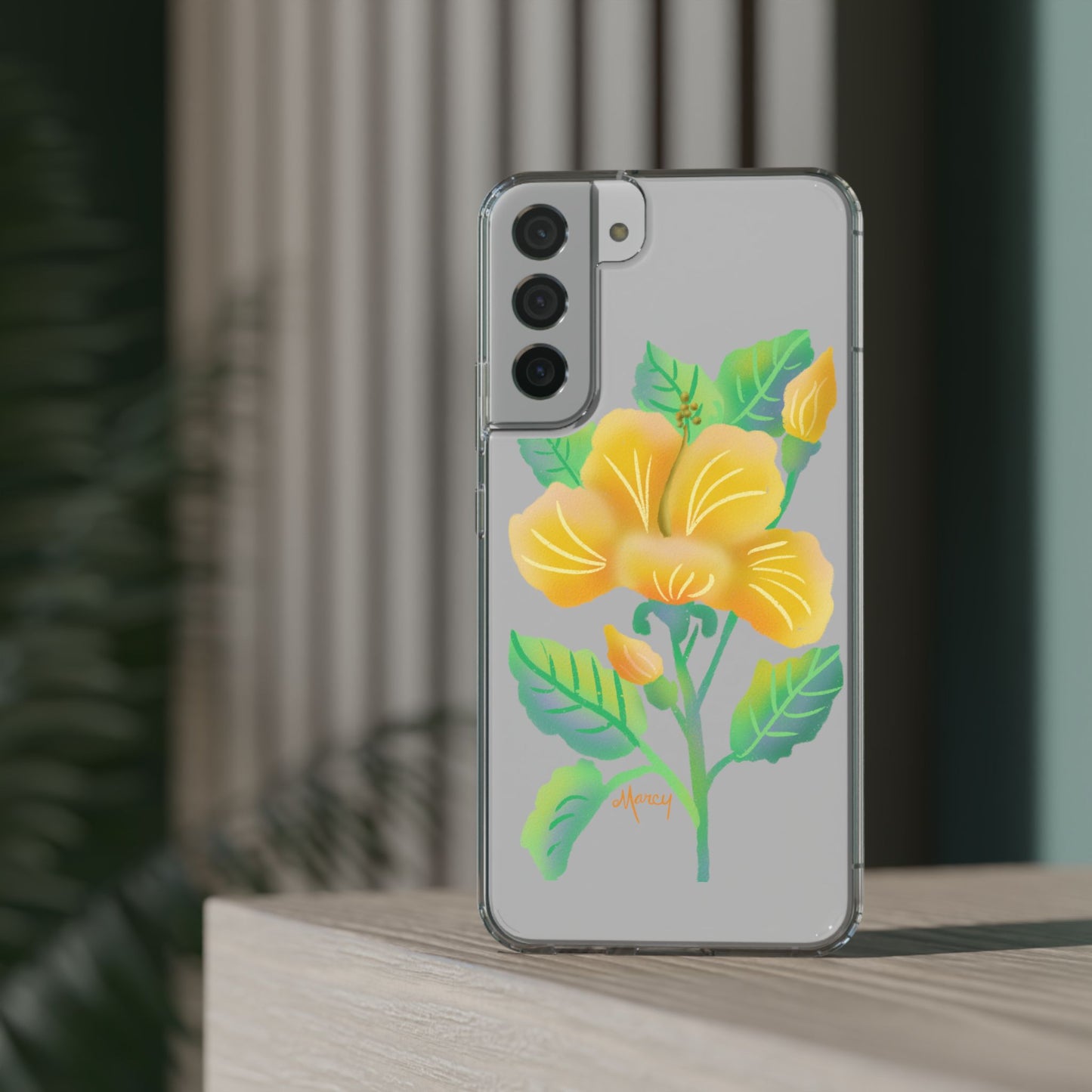 Yellow Hibiscus Blossom Clear Cases