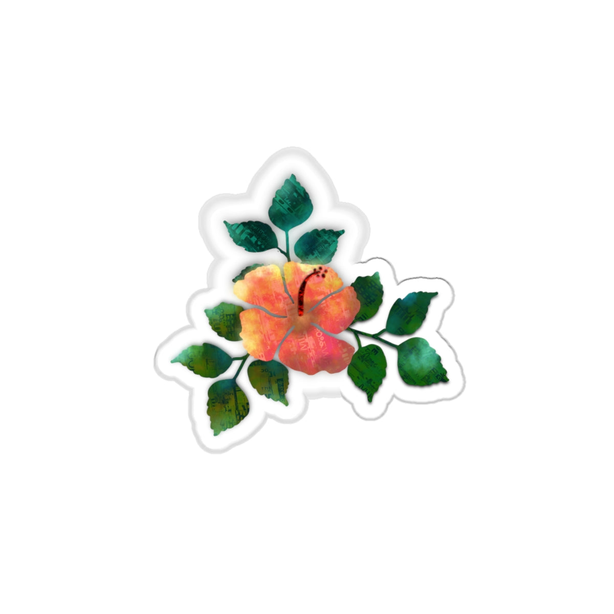 Ethereal Multi-Media Orange Hibiscus Die Cut Sticker