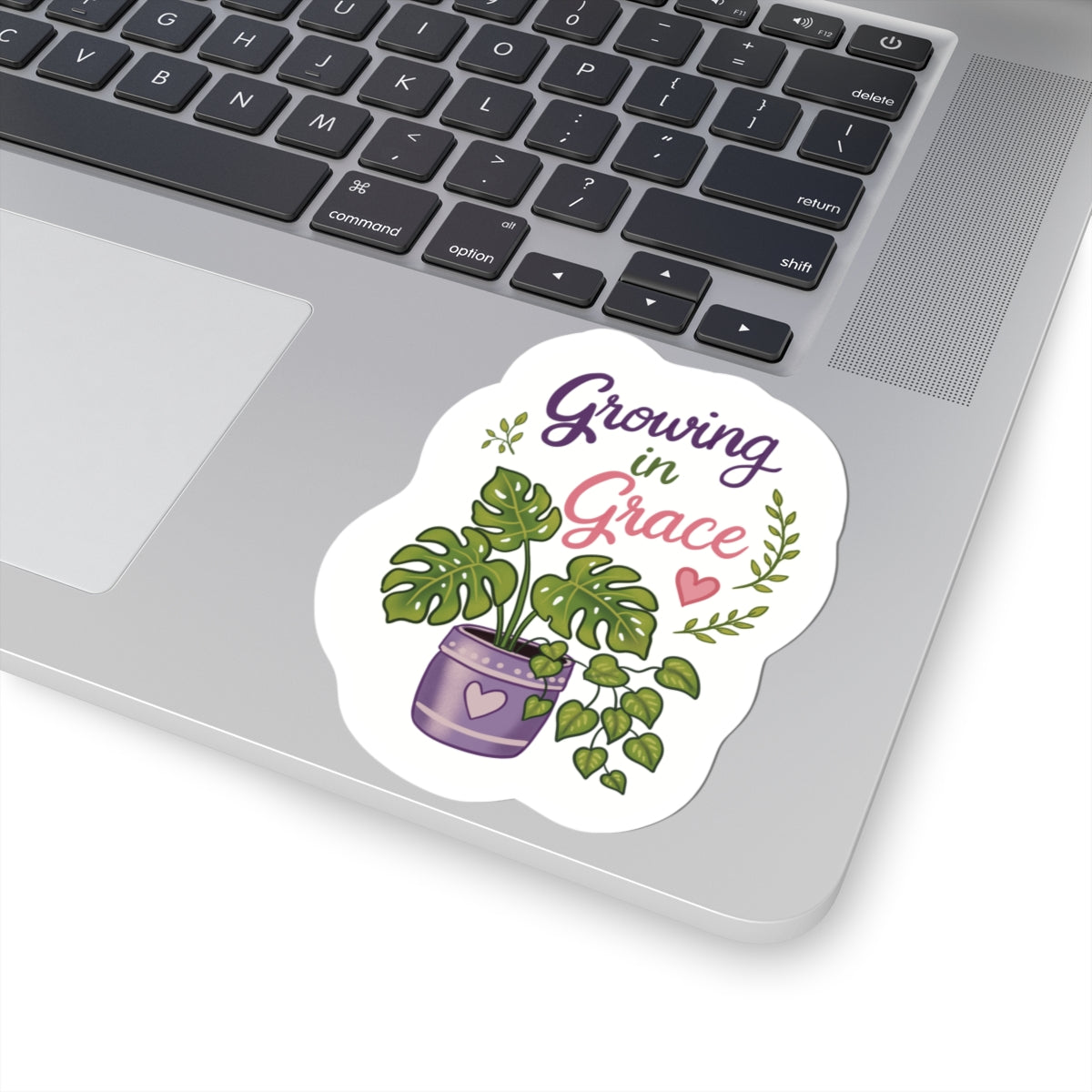 Growing in Grace Plant Sticker — Inspirational Floral Kiss-Cut Decal