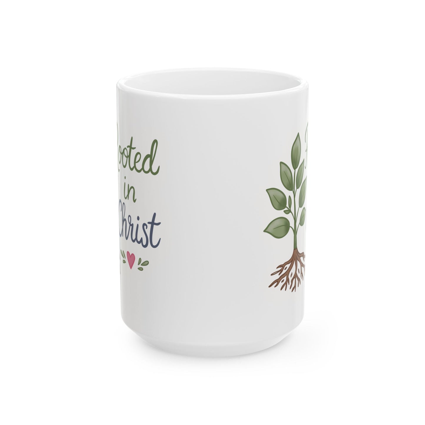 Rooted in Christ Ceramic Mug – Inspirational Faith Coffee Cup (11oz & 15oz)
