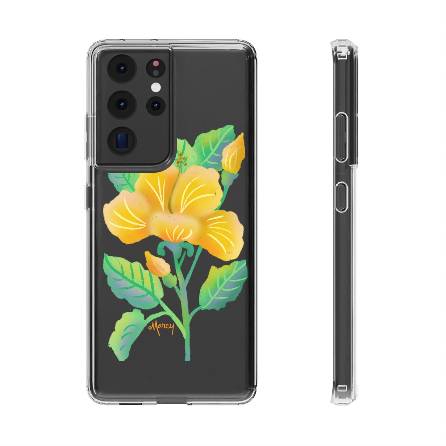 Yellow Hibiscus Blossom Clear Cases