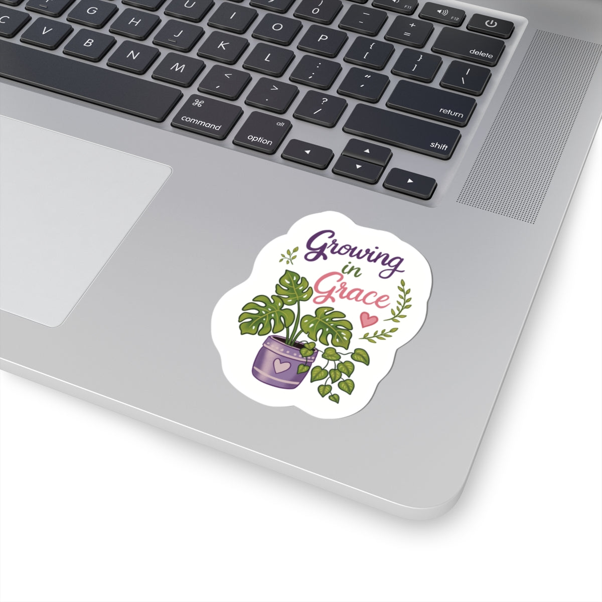 Growing in Grace Plant Sticker — Inspirational Floral Kiss-Cut Decal