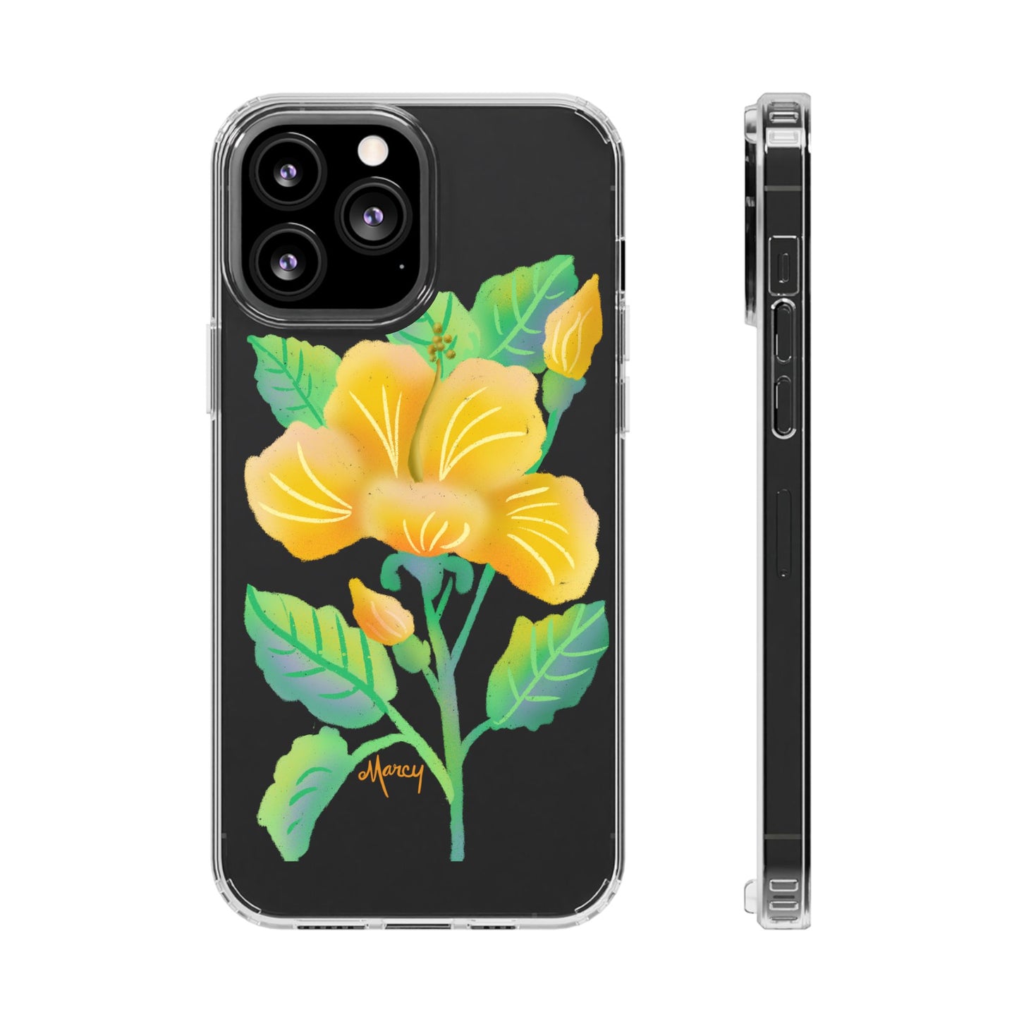 Yellow Hibiscus Blossom Clear Cases