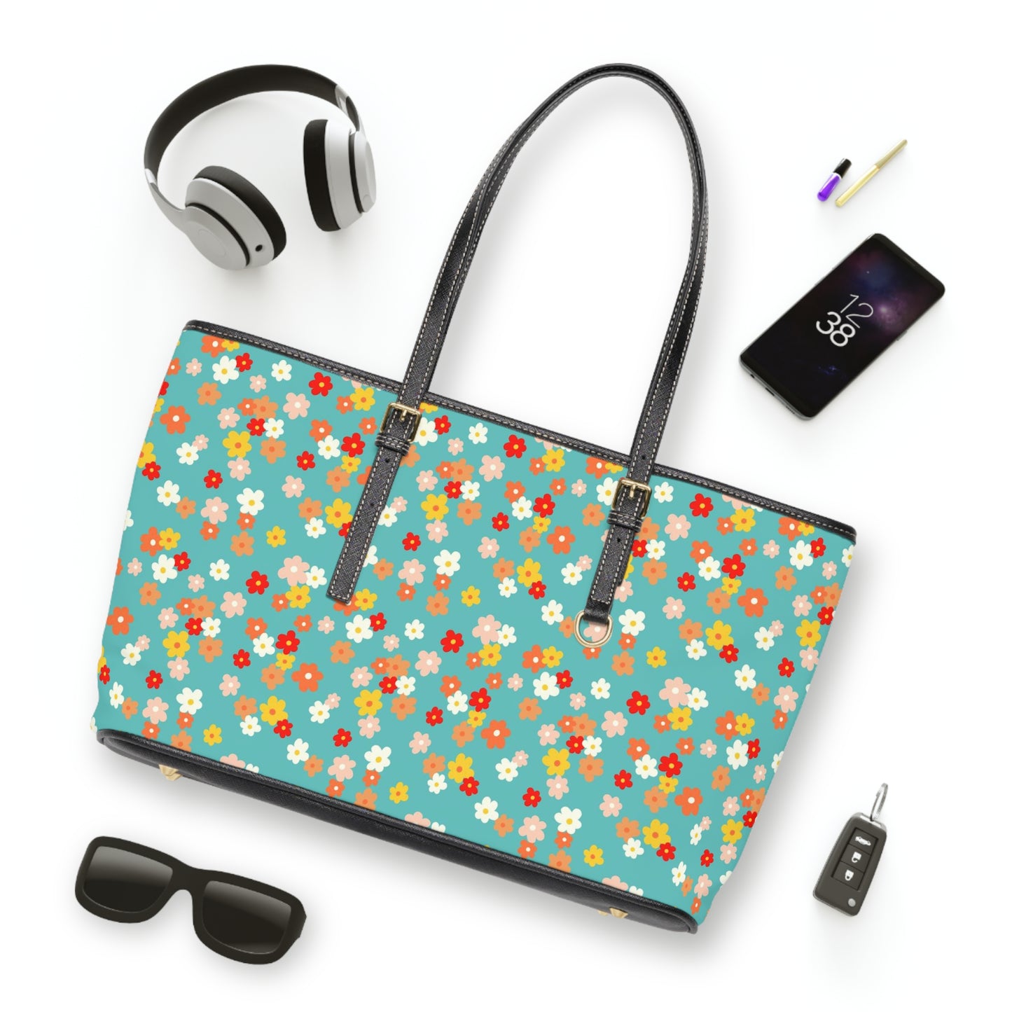 Ditzy Daisies PU Leather Shoulder Bag