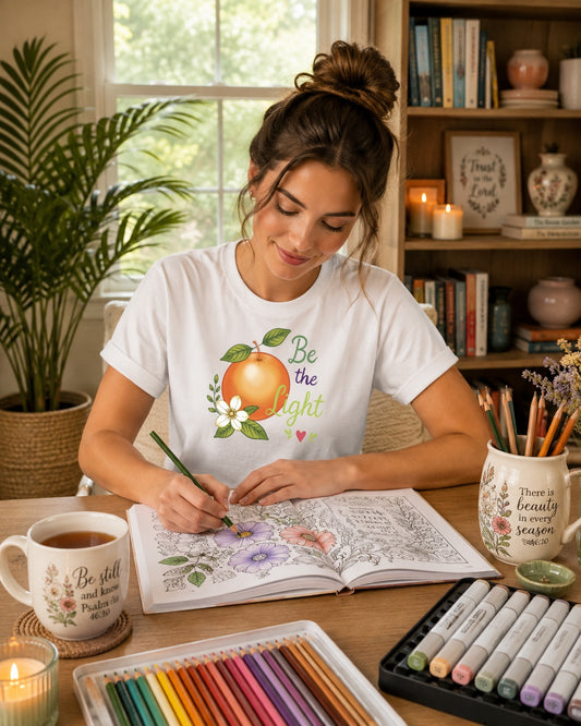 Be the Light Orange Graphic T‑Shirt