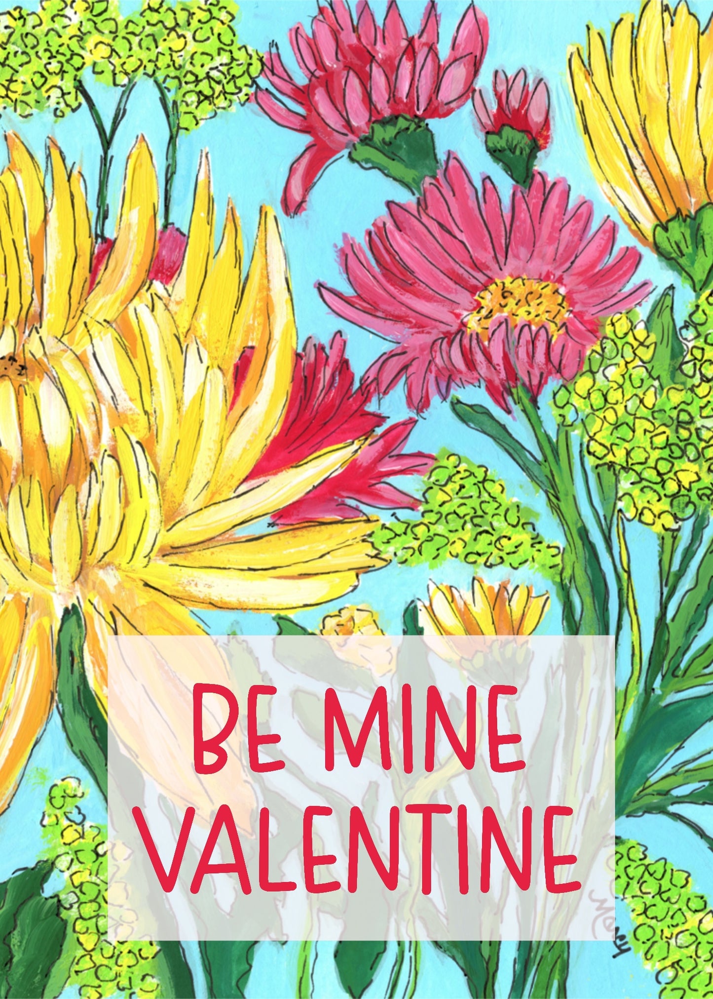 Be Mine Valentine Card - Instant Digital Download