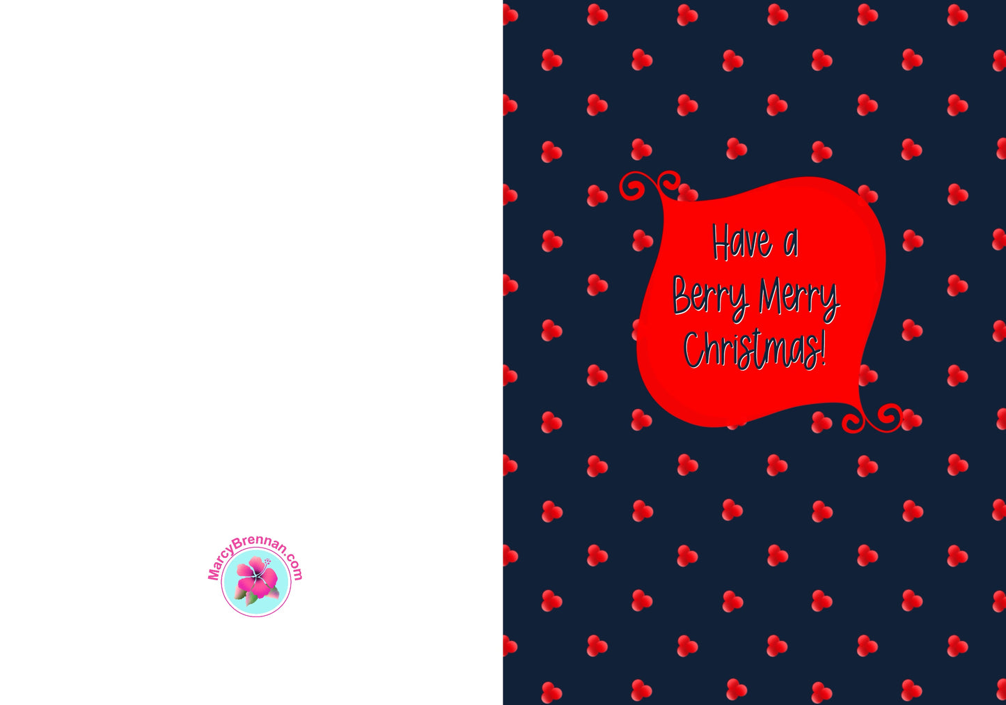 Holly Berries Christmas Card - Instant Digital Download