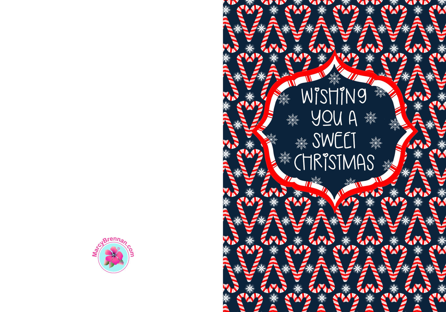 Candy Cane Hearts Christmas Card - Instant Digital Download