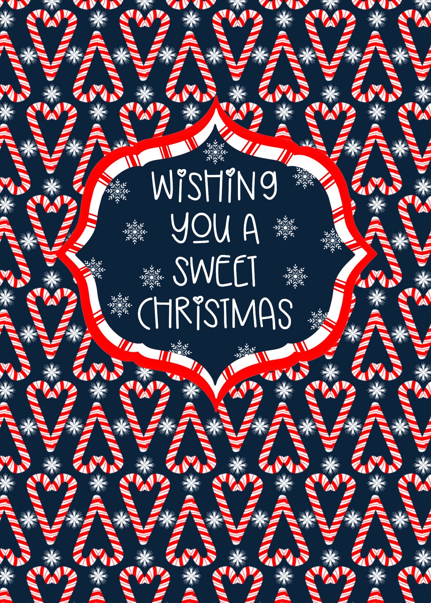 Candy Cane Hearts Christmas Card - Instant Digital Download