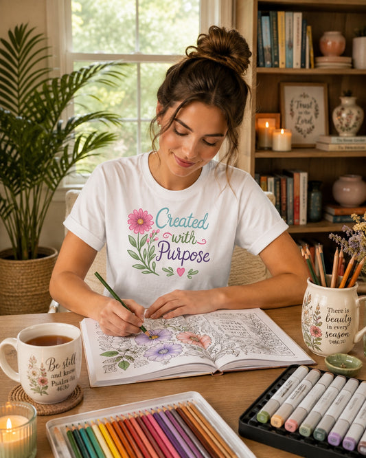 Created With Purpose Tee — Floral Inspirational Women's T-Shirt