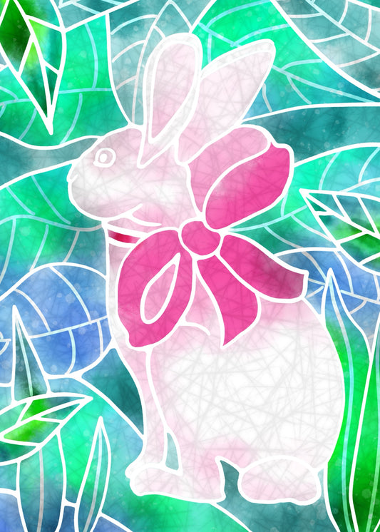 Digital download Batik Style Easter card, instant download Easter card, Digital download cute bunny Easter card