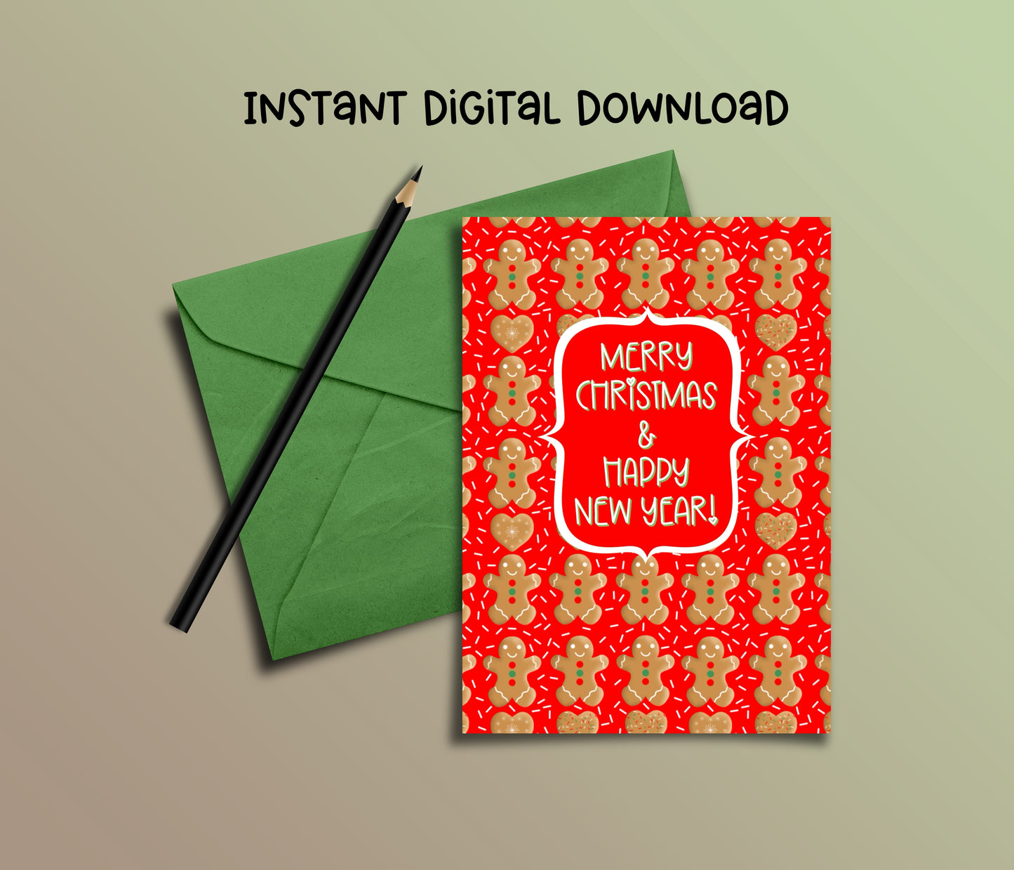 Gingerbread Men Christmas Card - Instant Digital Download