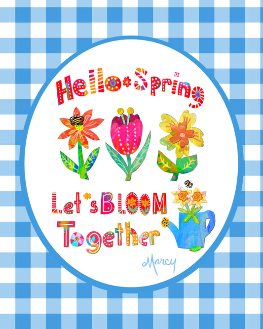 Hello Spring 8x10 Collage Illustration Digital Download