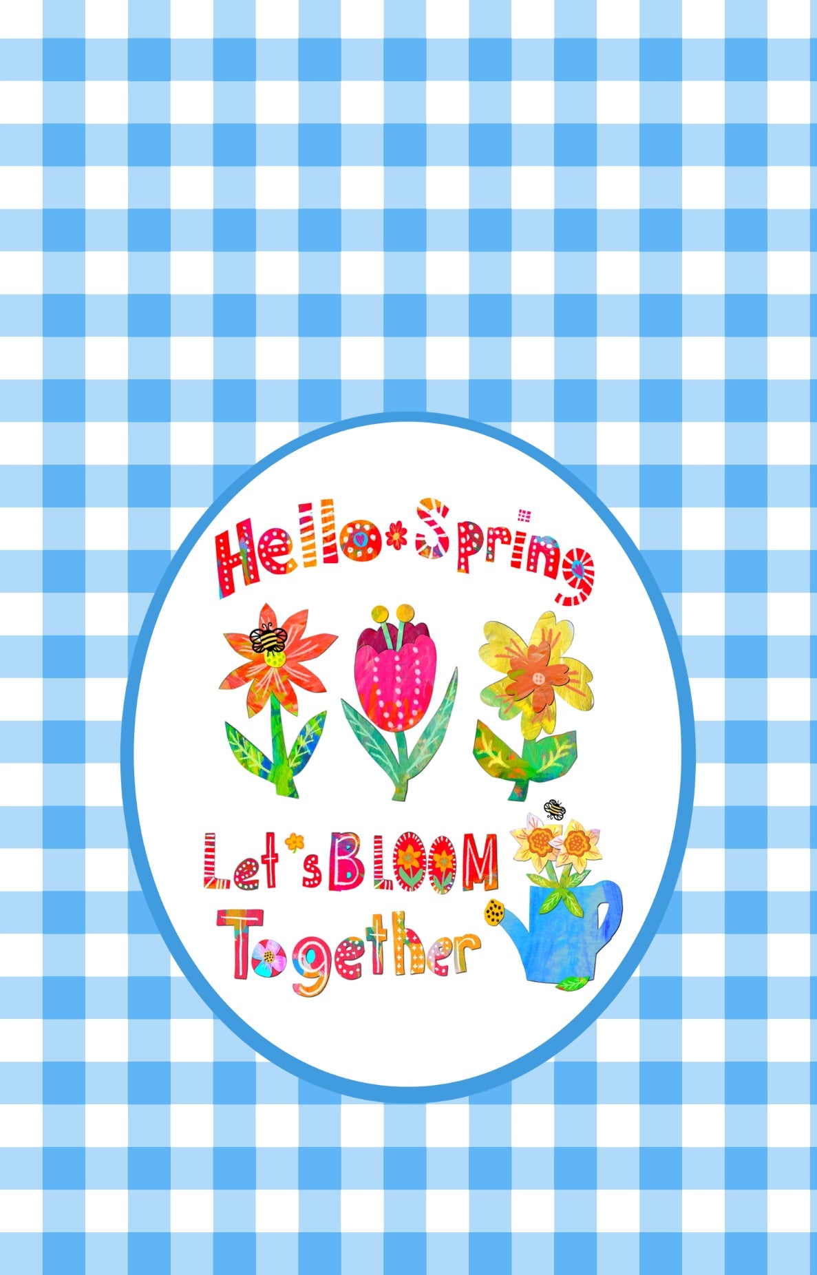 Hello Spring 8x10 Collage Illustration Phone Wallpaper Digital Download